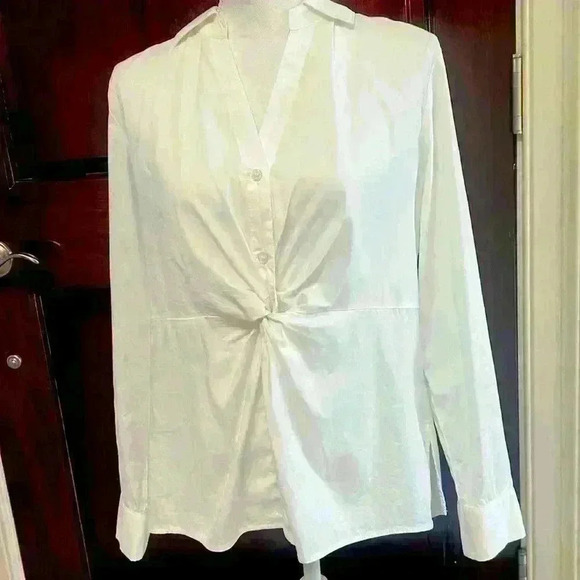 INC International Concepts ladies long sleeve cotton blend blouse Large Exc cond - Picture 6 of 8